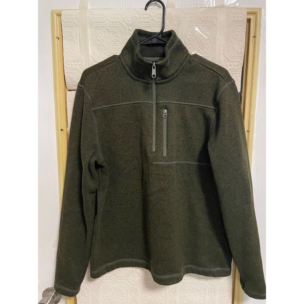 Merona Size L turtleneck olive green zipper front sweater
